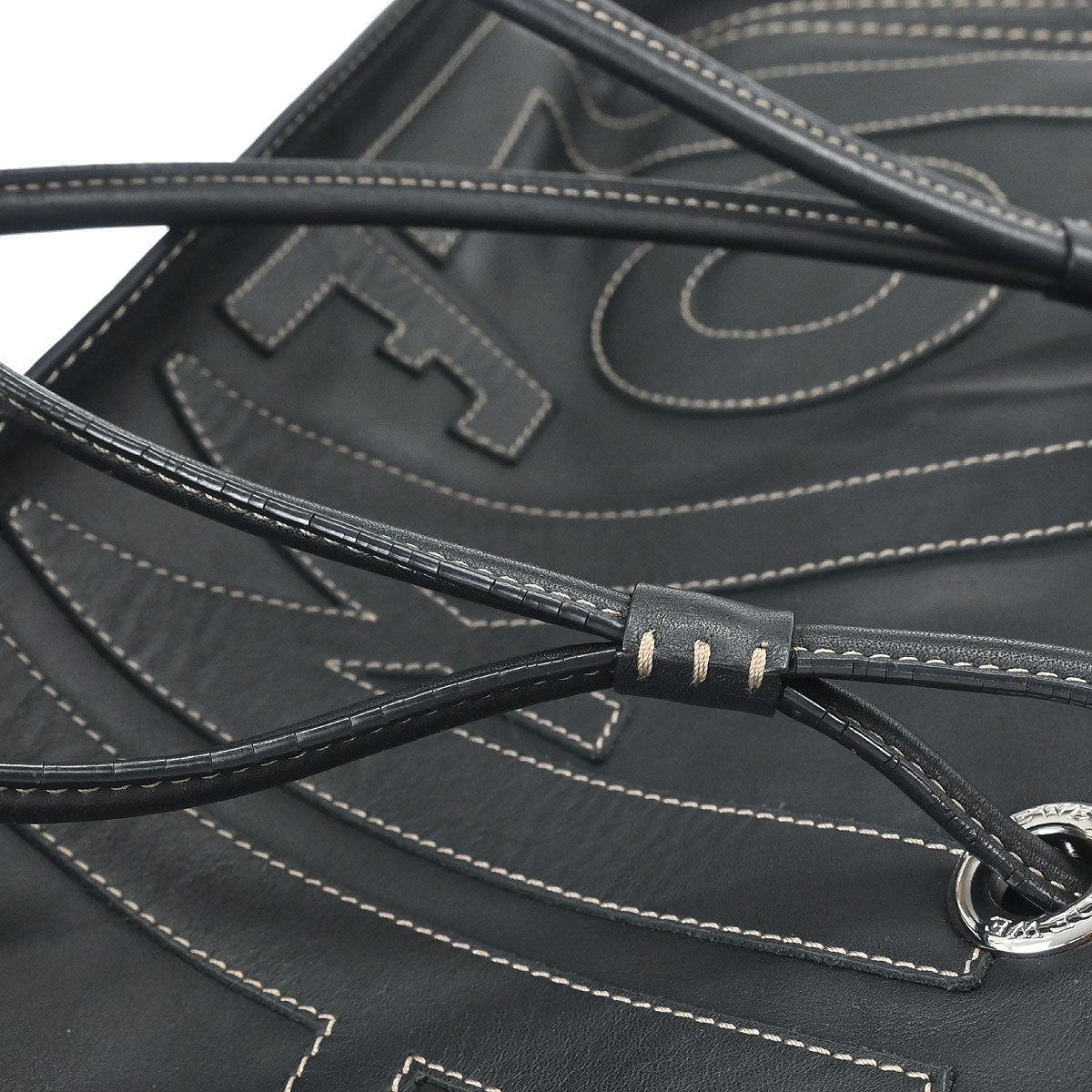 Loewe * Black Leather Anagram Tote Handbag