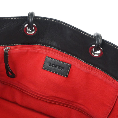 Loewe * Black Leather Anagram Tote Handbag