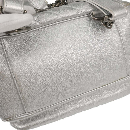 Chanel Metallic Silver Calfskin Casual Rock Backpack