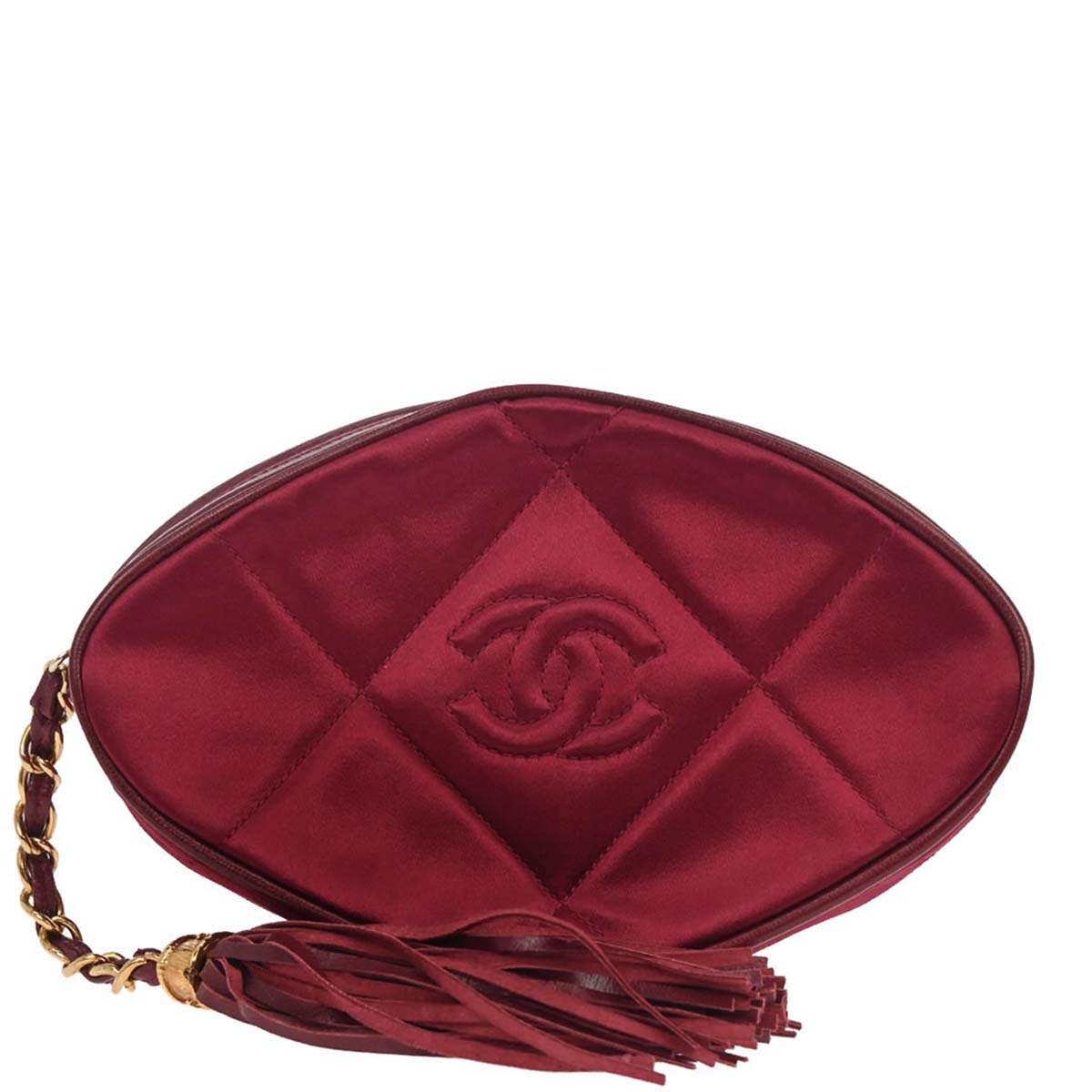 Chanel 1989-1991 Red Satin Lambskin Pouch