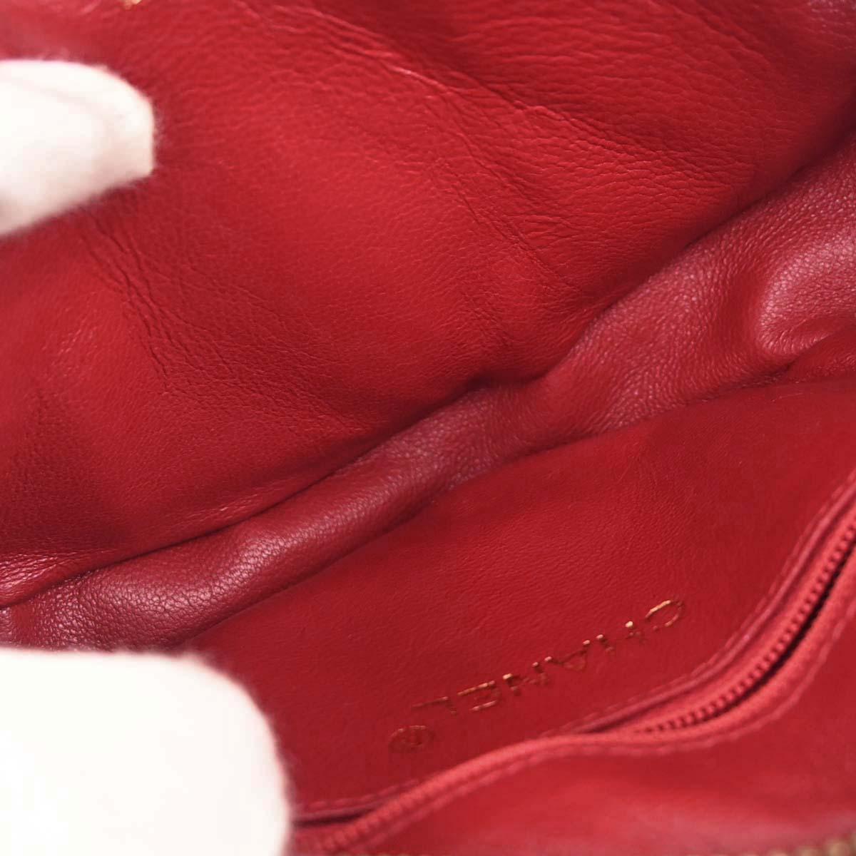 Chanel 1989-1991 Red Satin Lambskin Pouch