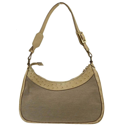 Gucci * Beige Canvas Ostrich Handbag