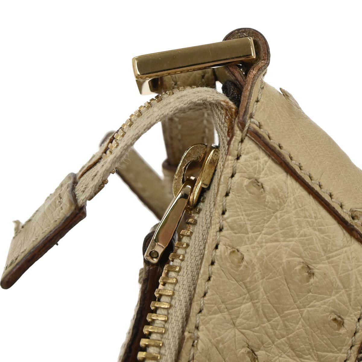 Gucci * Beige Canvas Ostrich Handbag