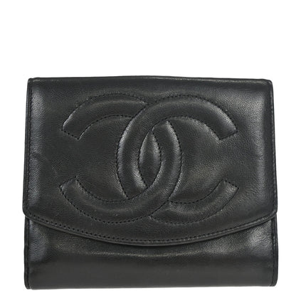 Chanel Trifold Wallet Black Lambskin