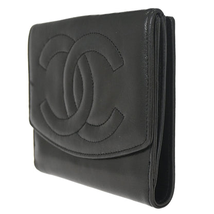 Chanel Trifold Wallet Black Lambskin