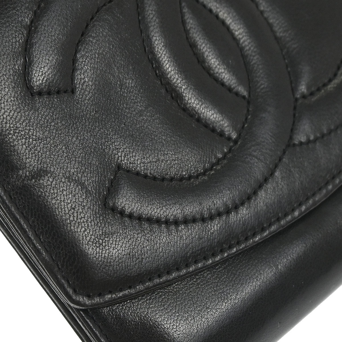 Chanel Trifold Wallet Black Lambskin