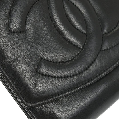 Chanel Trifold Wallet Black Lambskin