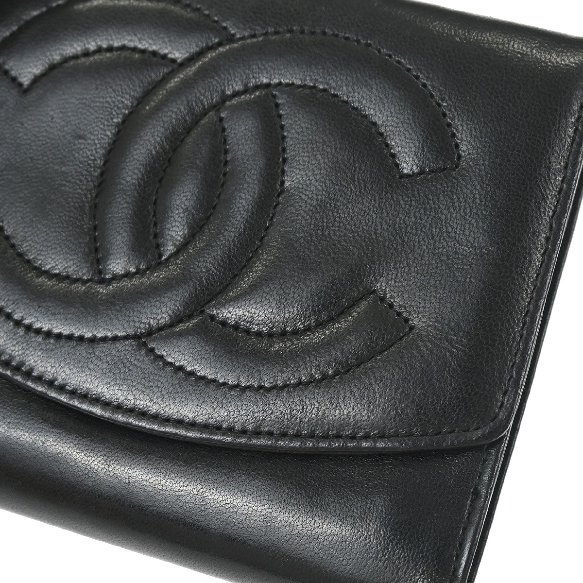 Chanel Trifold Wallet Black Lambskin