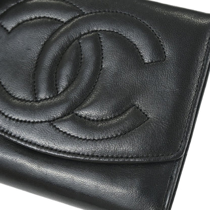 Chanel Trifold Wallet Black Lambskin