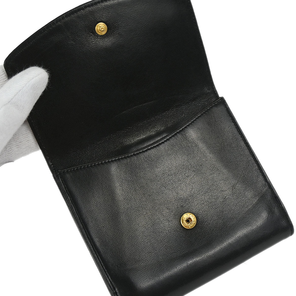 Chanel Trifold Wallet Black Lambskin