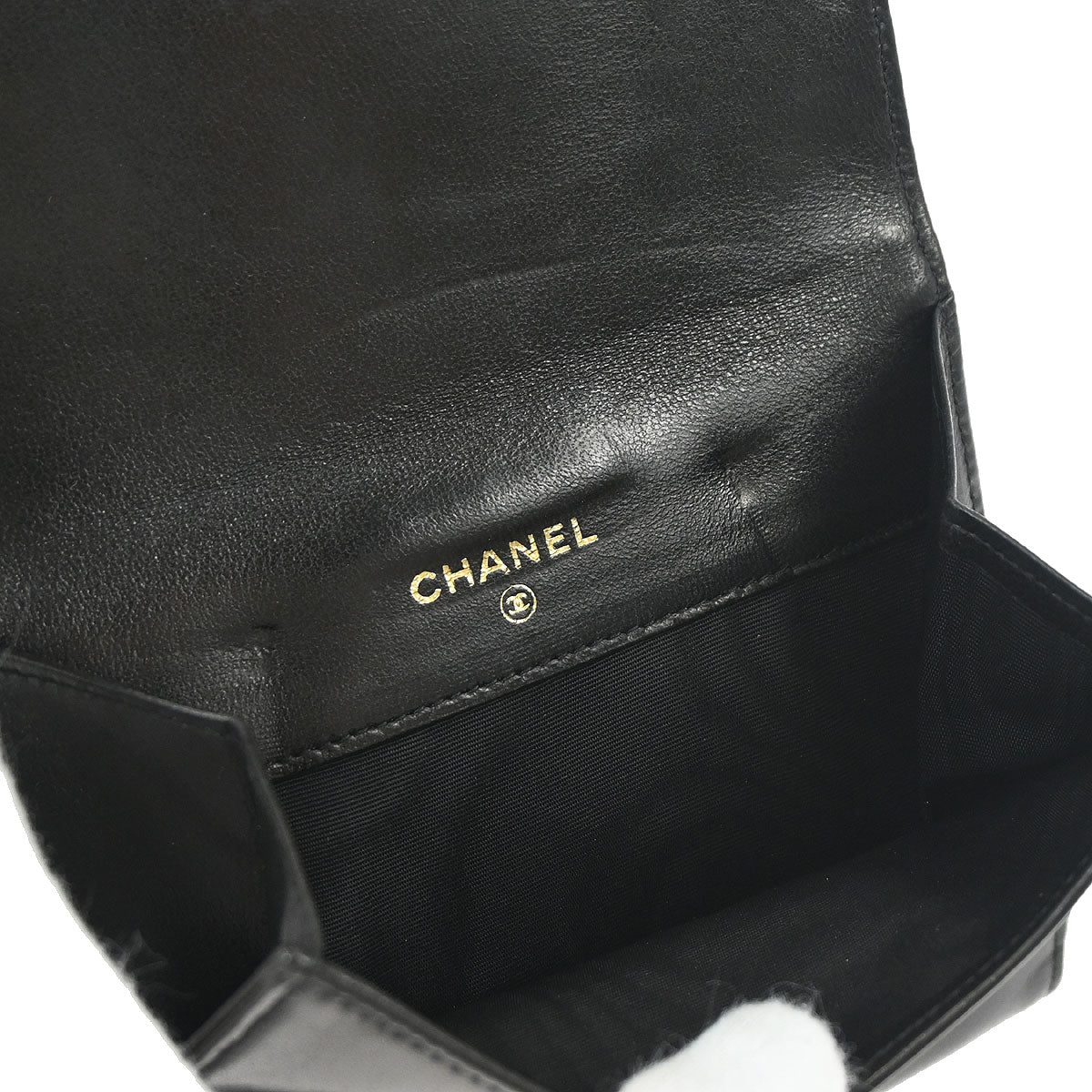 Chanel Trifold Wallet Black Lambskin