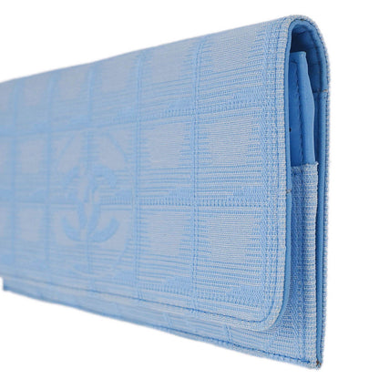 Chanel Light Blue Jacquard Nylon Travel Line Bifold Wallet