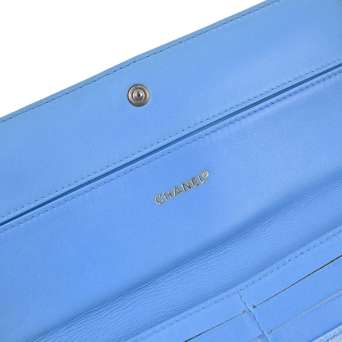 Chanel Light Blue Jacquard Nylon Travel Line Bifold Wallet