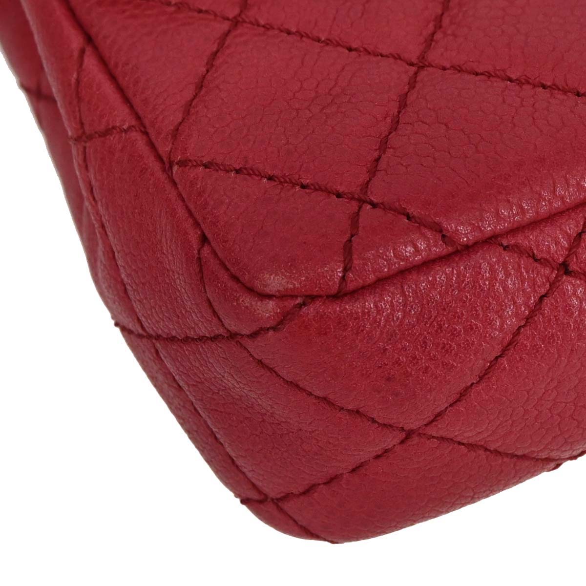 Chanel 2008-2009 Red Caviar Skin East West Shoulder Bag