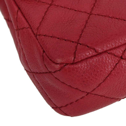 Chanel 2008-2009 Red Caviar Skin East West Shoulder Bag