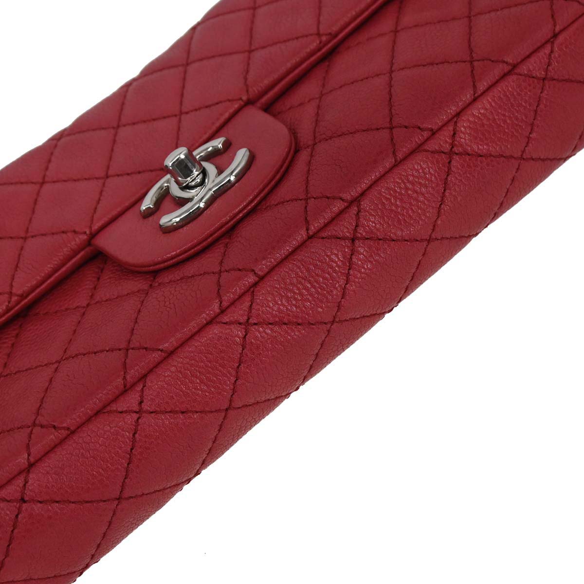 Chanel 2008-2009 Red Caviar Skin East West Shoulder Bag