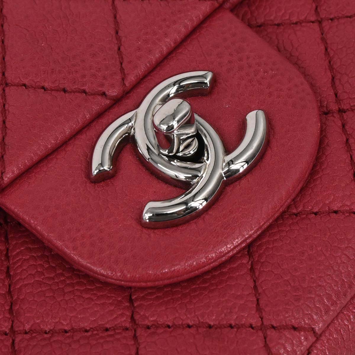 Chanel 2008-2009 Red Caviar Skin East West Shoulder Bag