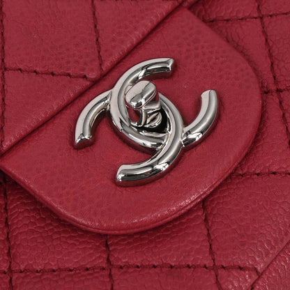 Chanel 2008-2009 Red Caviar Skin East West Shoulder Bag