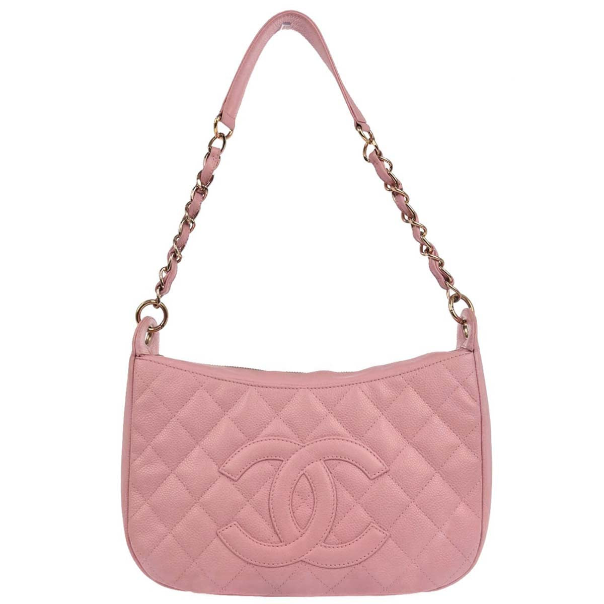 Chanel 2003-2004 Pink Caviar Skin Hobo Shoulder Bag