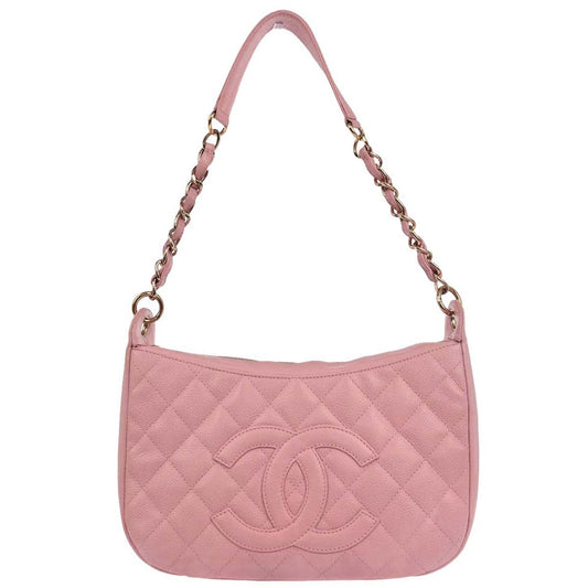 Chanel 2003-2004 Pink Caviar Skin Hobo Shoulder Bag