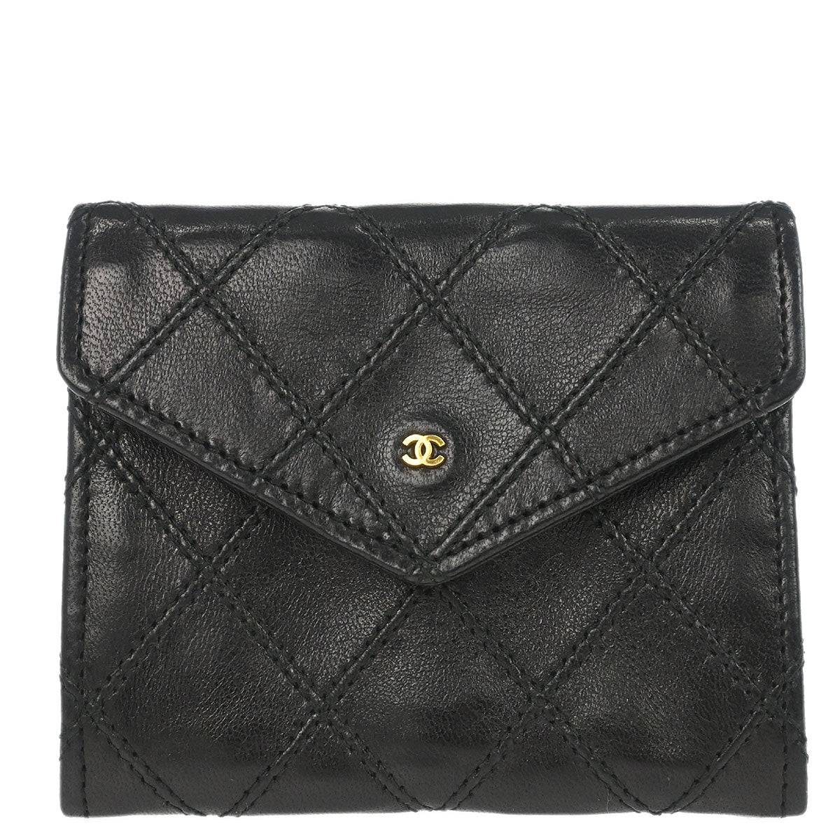 Chanel Black Lambskin Bicolore Wallet Coin Purse