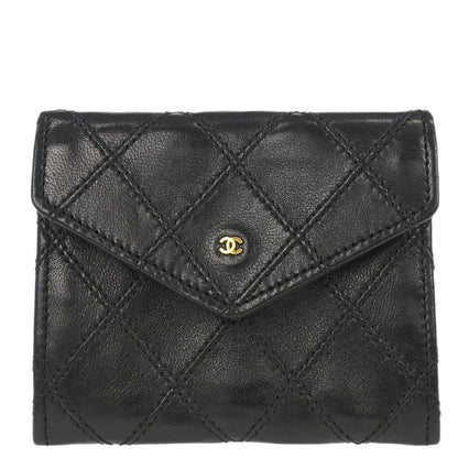 Chanel Black Lambskin Bicolore Wallet Coin Purse