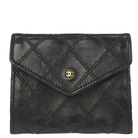 Chanel Black Lambskin Bicolore Wallet Coin Purse