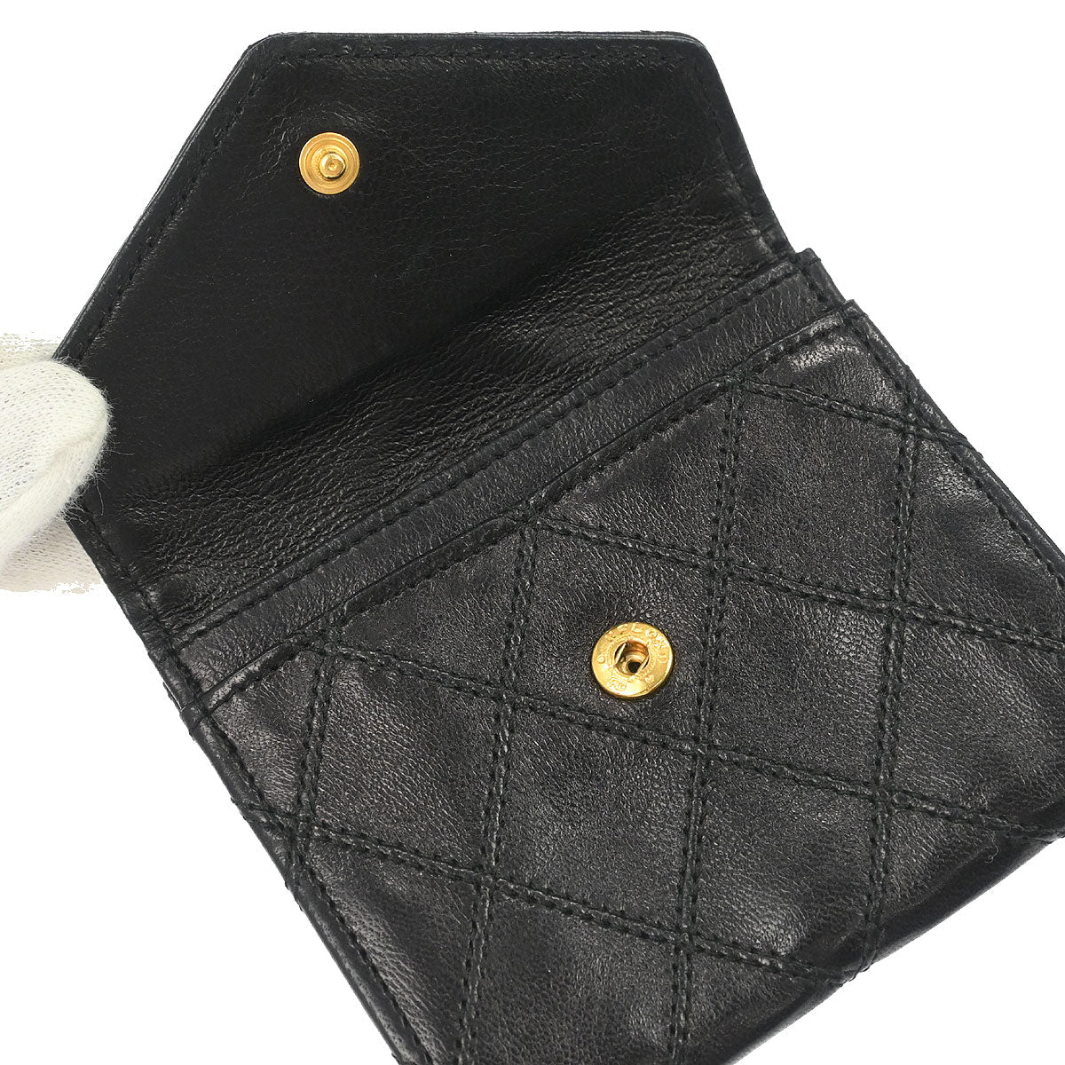 Chanel Black Lambskin Bicolore Wallet Coin Purse