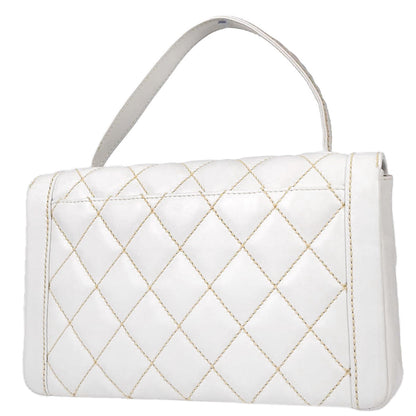 Chanel White Lambskin Top Handle Handbag