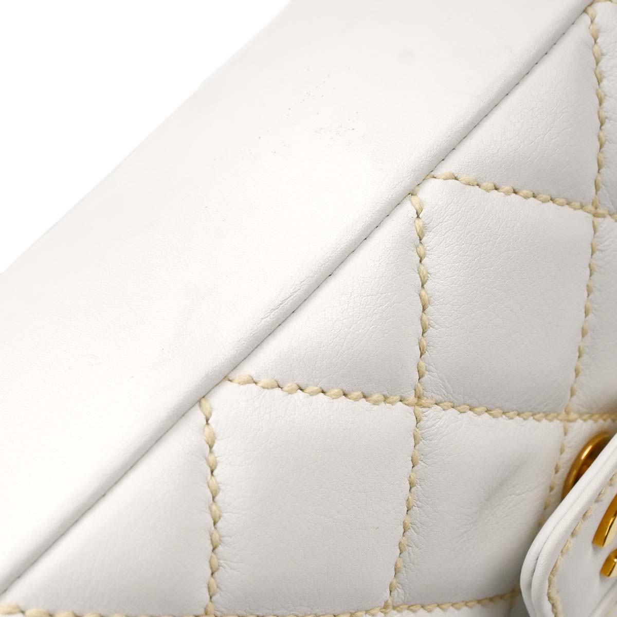 Chanel White Lambskin Top Handle Handbag