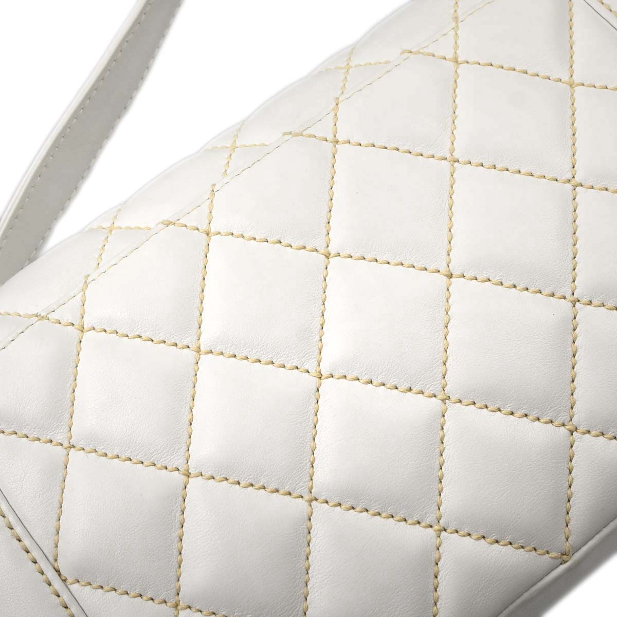 Chanel White Lambskin Top Handle Handbag
