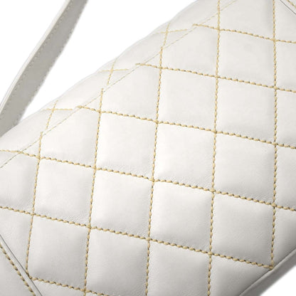 Chanel White Lambskin Top Handle Handbag