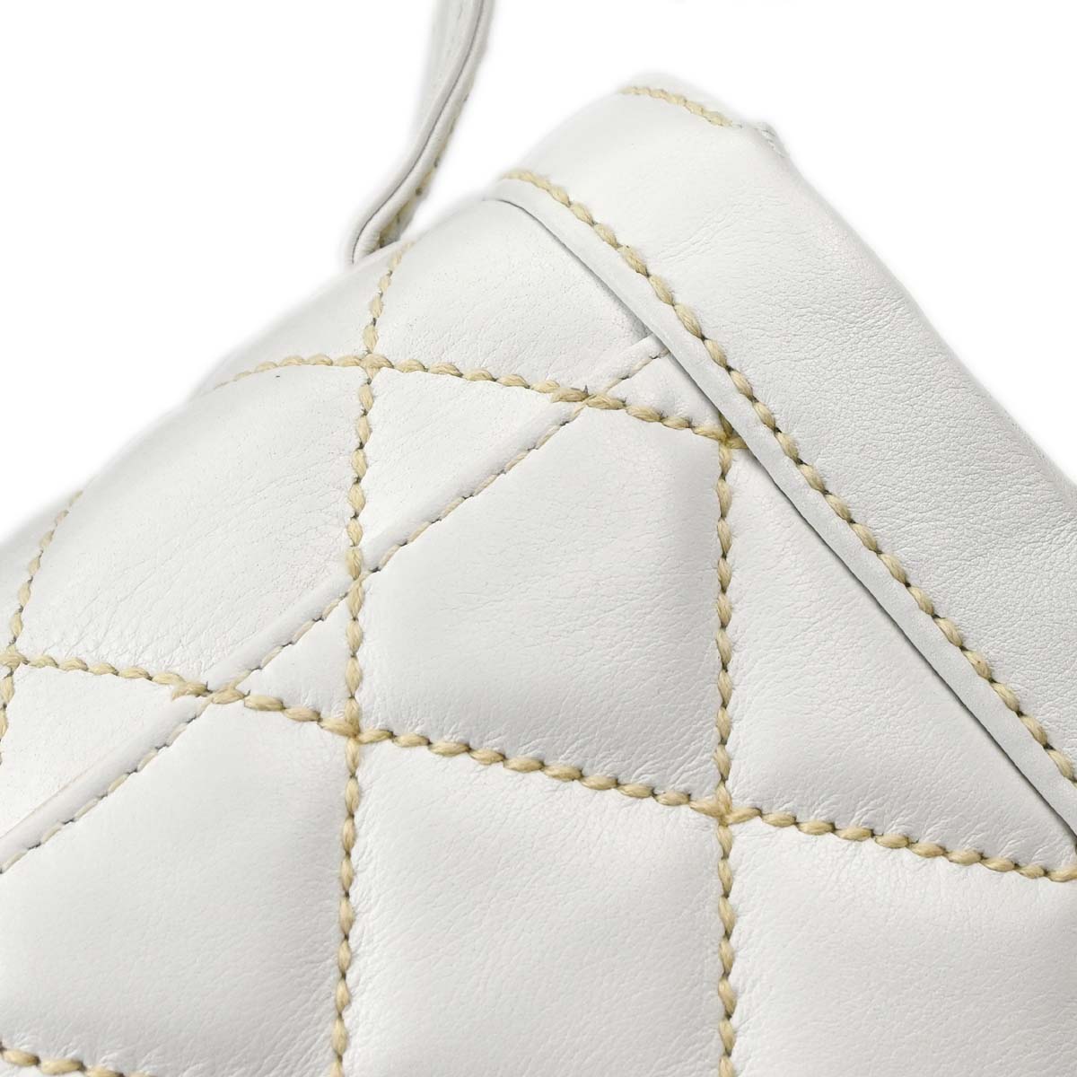 Chanel White Lambskin Top Handle Handbag