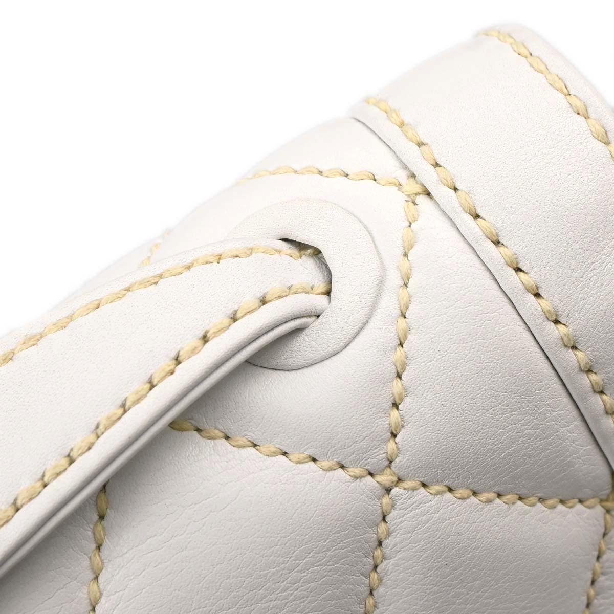 Chanel White Lambskin Top Handle Handbag