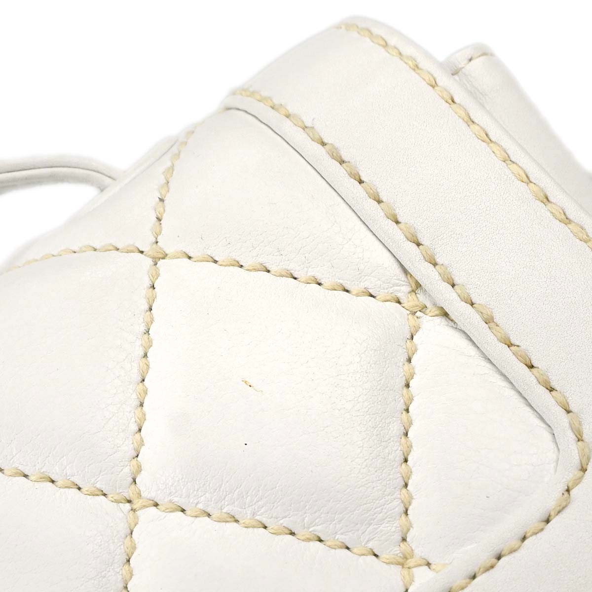 Chanel White Lambskin Top Handle Handbag