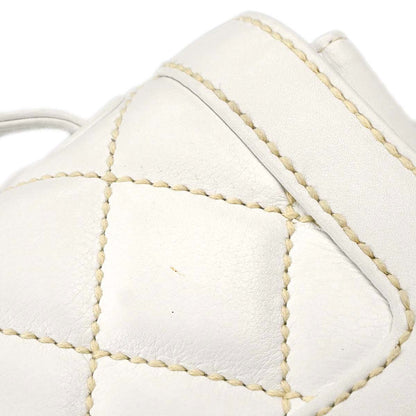 Chanel White Lambskin Top Handle Handbag