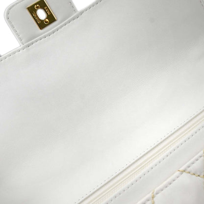 Chanel White Lambskin Top Handle Handbag