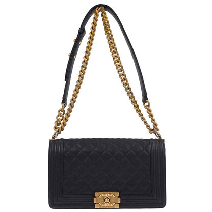 Boy Chanel 2018 Navy Caviar Skin Medium Shoulder Bag
