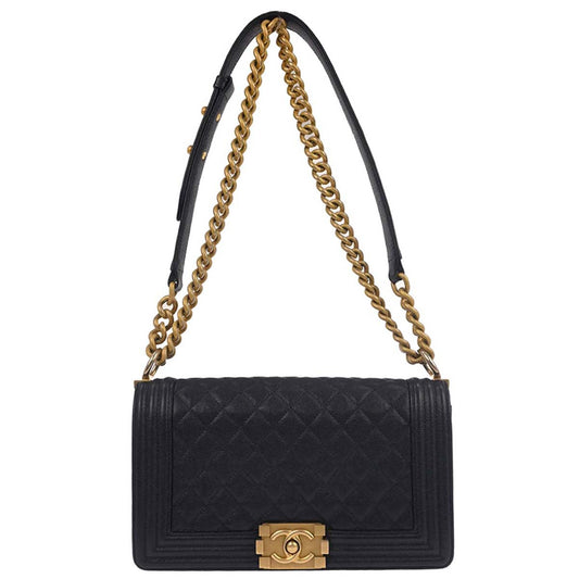 Boy Chanel 2018 Navy Caviar Skin Medium Shoulder Bag