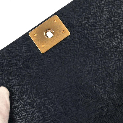 Boy Chanel 2018 Navy Caviar Skin Medium Shoulder Bag