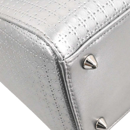 Christian Dior Silver Leather Medium Lady Dior Cannage 2way Shoulder Handbag