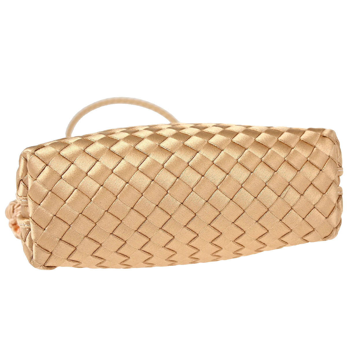 Bottega Veneta Beige Satin Intrecciato Shoulder Bag