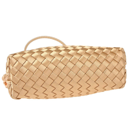 Bottega Veneta Beige Satin Intrecciato Shoulder Bag