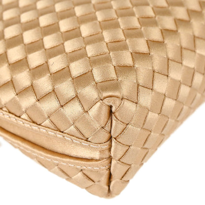 Bottega Veneta Beige Satin Intrecciato Shoulder Bag