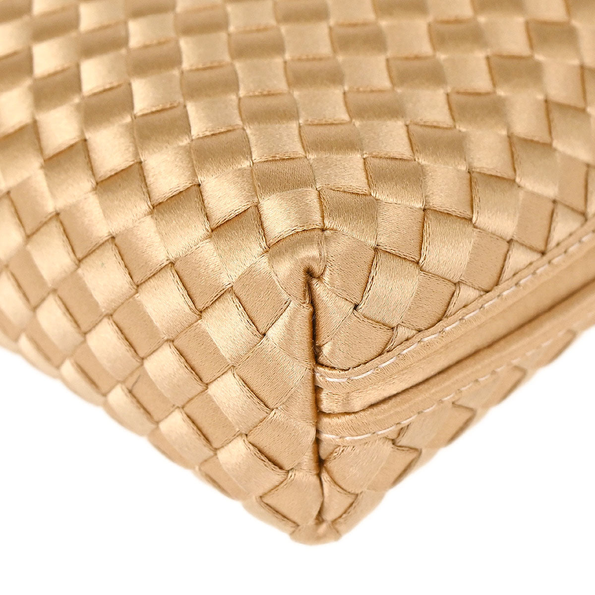 Bottega Veneta Beige Satin Intrecciato Shoulder Bag