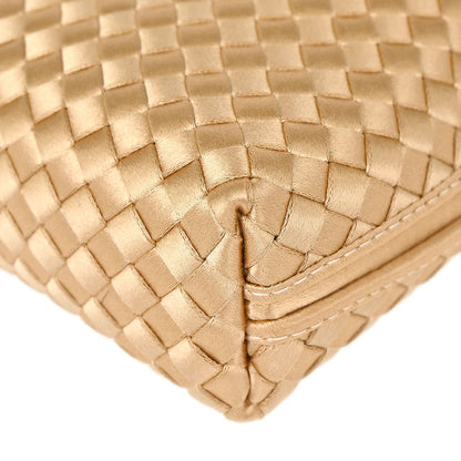 Bottega Veneta Beige Satin Intrecciato Shoulder Bag