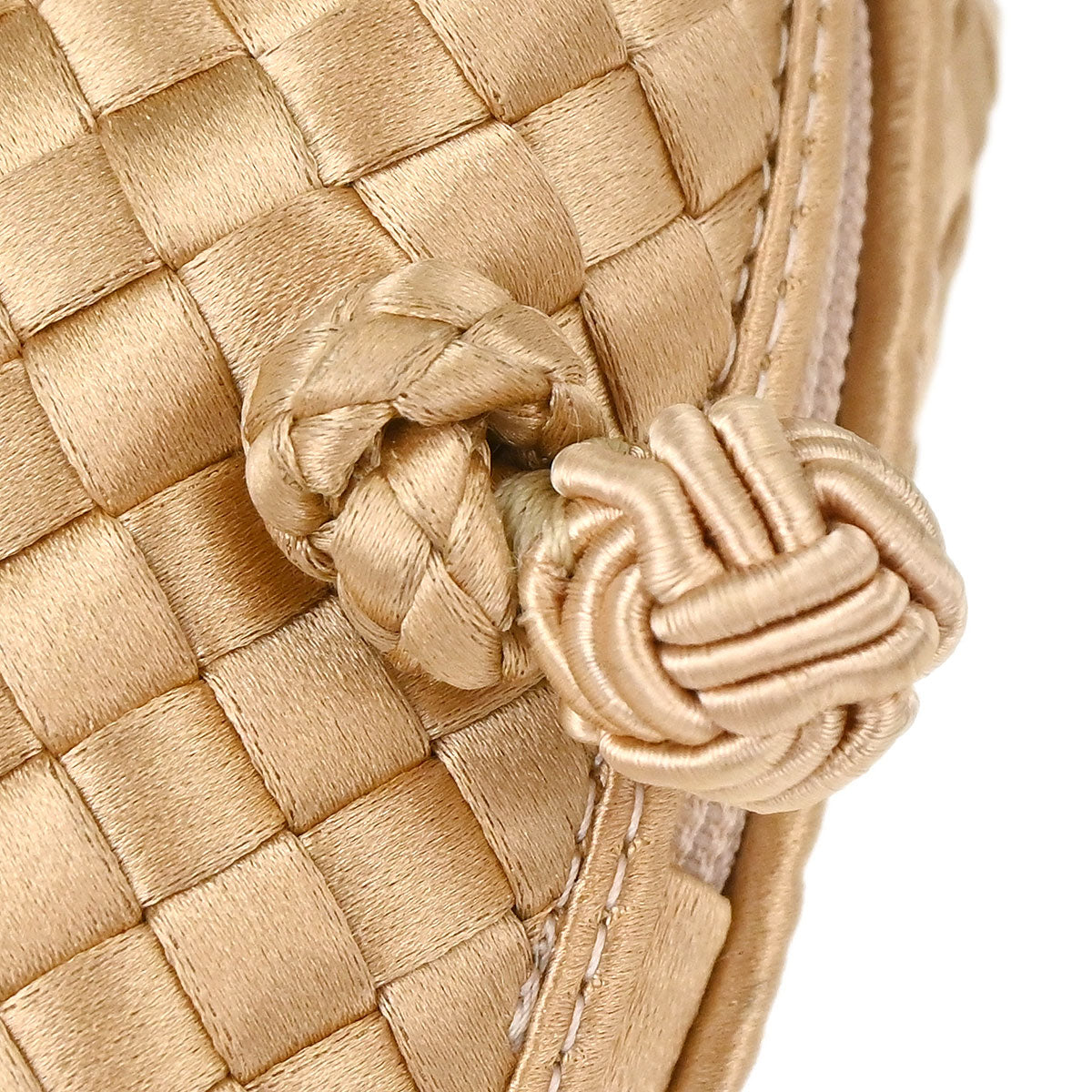 Bottega Veneta Beige Satin Intrecciato Shoulder Bag