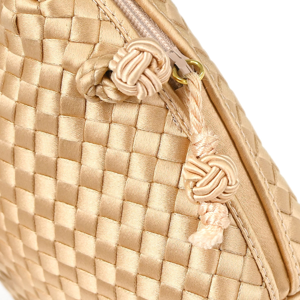 Bottega Veneta Beige Satin Intrecciato Shoulder Bag