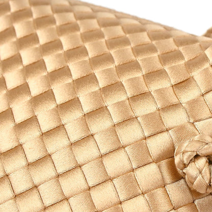 Bottega Veneta Beige Satin Intrecciato Shoulder Bag
