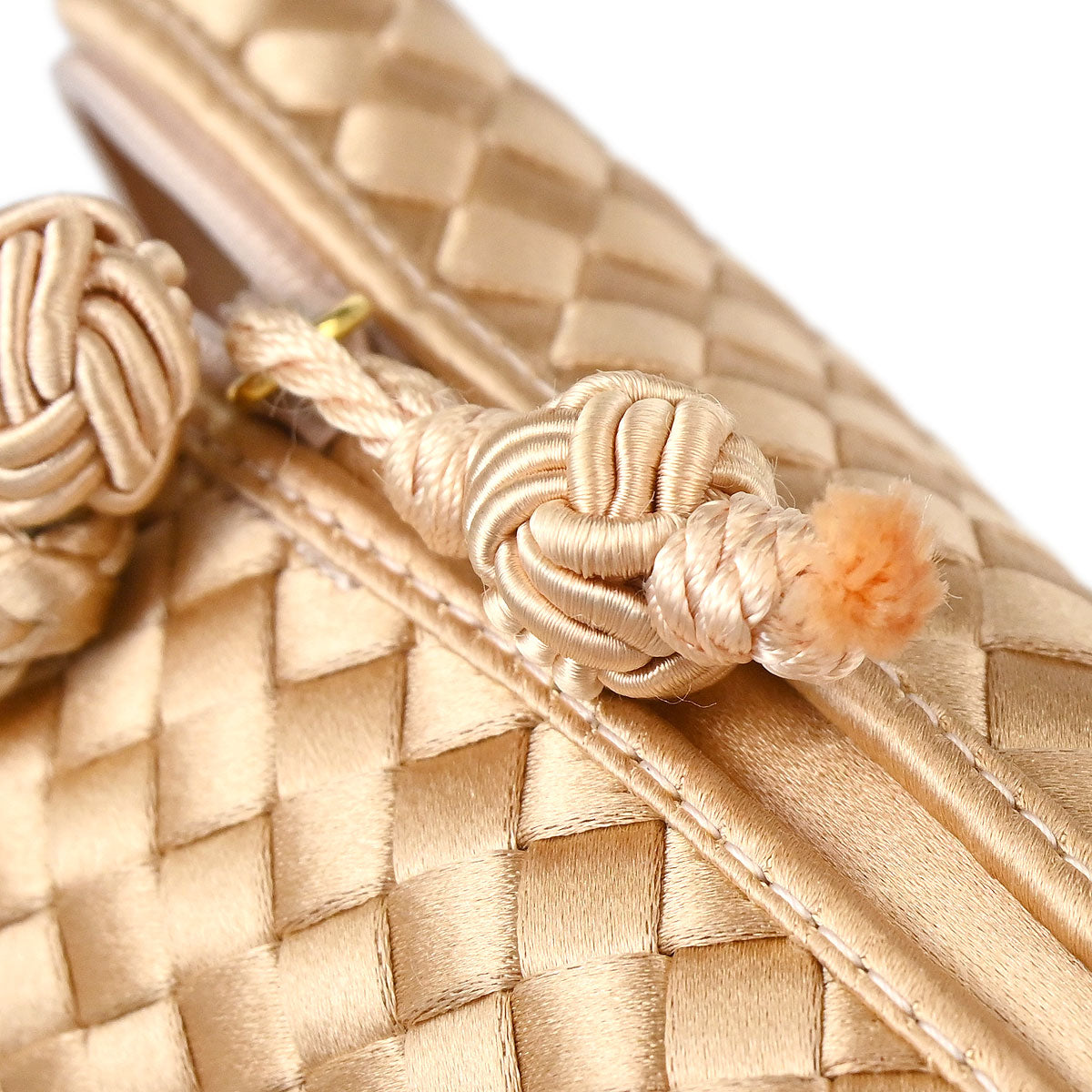 Bottega Veneta Beige Satin Intrecciato Shoulder Bag